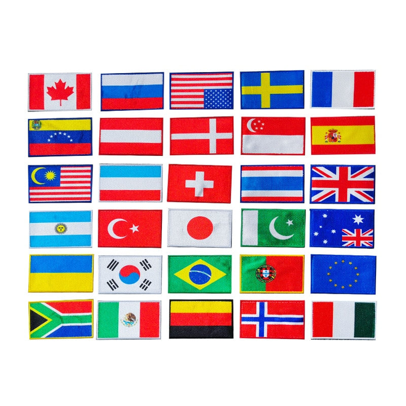 Flag Of The World Embroidery Patches For Clothing DIY Thermo Adhesive Customisable Color Flag Iron-On Transfer For Sticker Badge