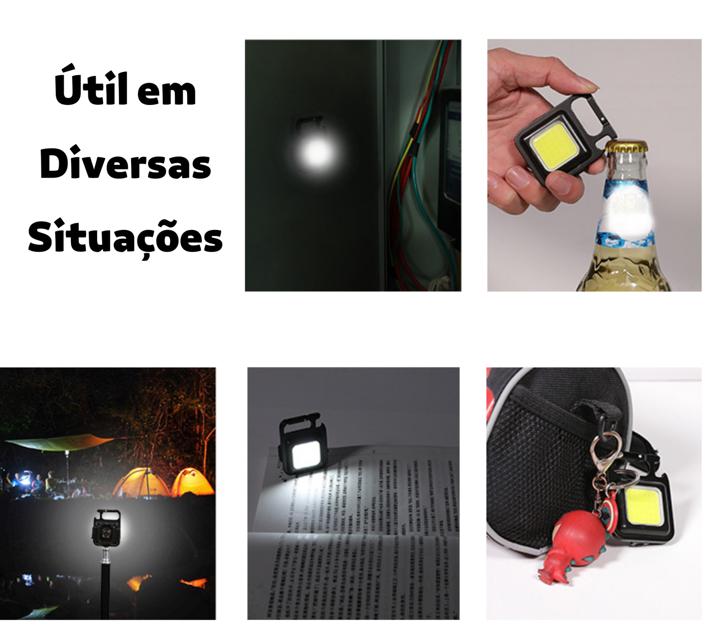 Mini lanterna LED Recarregável USB Chaveiro