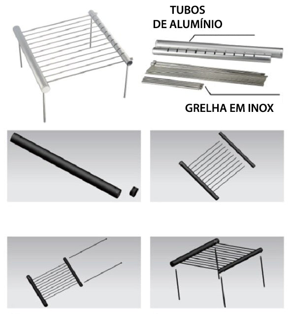 Mini Churrasqueira Desmontável em Inox - Para Camping